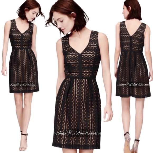 Loft NWT sleeveless geo lace a-line little black dress *shop@iamwarrior - Picture 1 of 7
